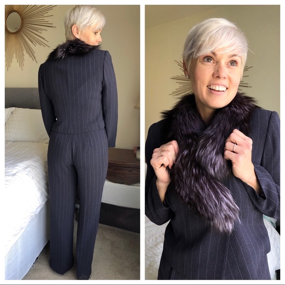 Alberto Makali Detachable Fox Collar Blazer Suit 8 - Picture 2 of 8